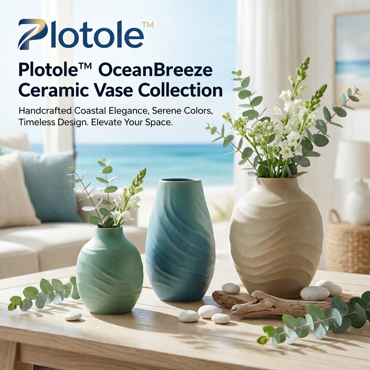 OceanBreeze Ceramic Vase Collection